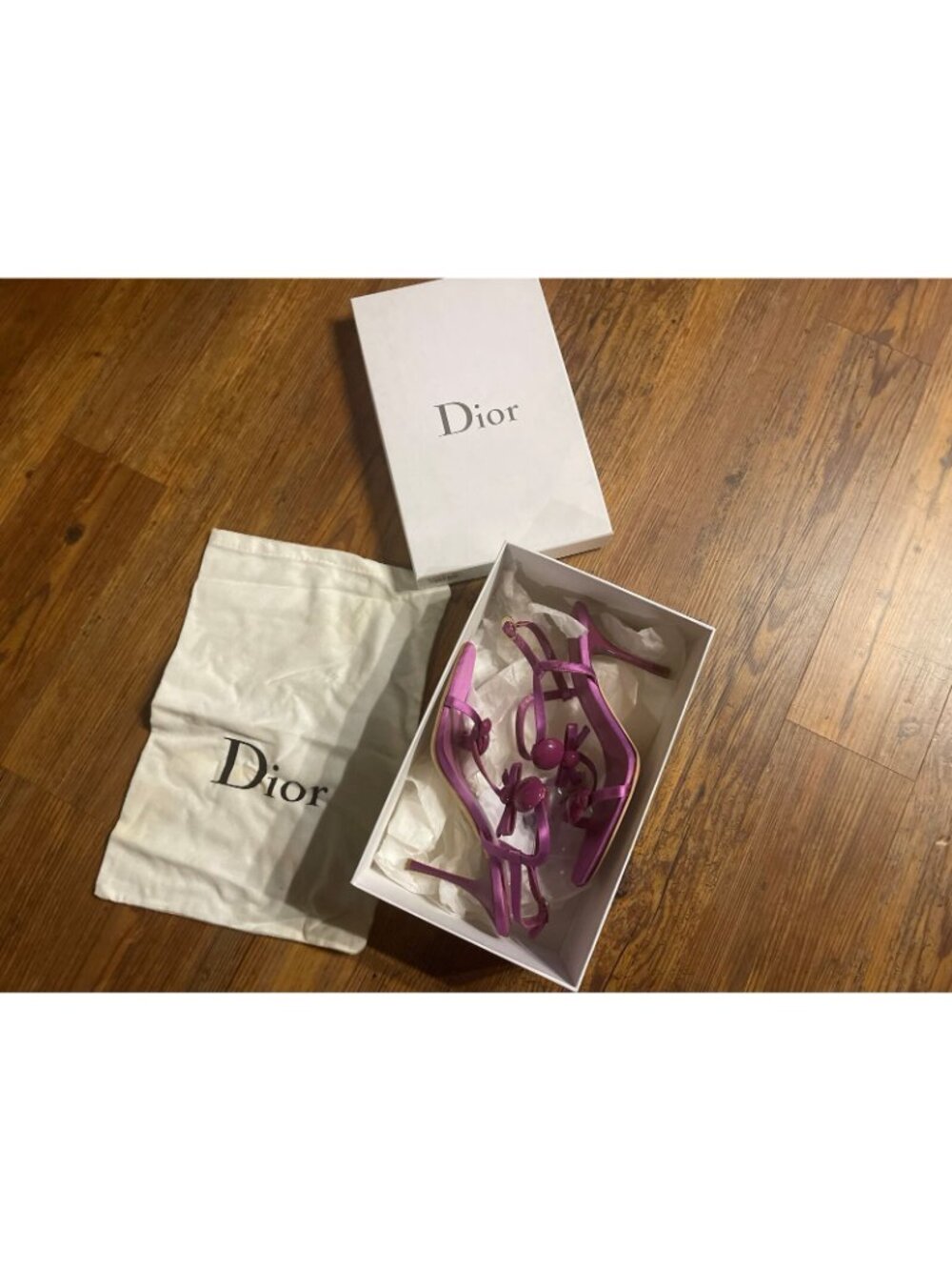 Christian Dior Jaipur Leather T-Strap Sandals Purple Size 38 EUR New In Box - Picture 2 of 2